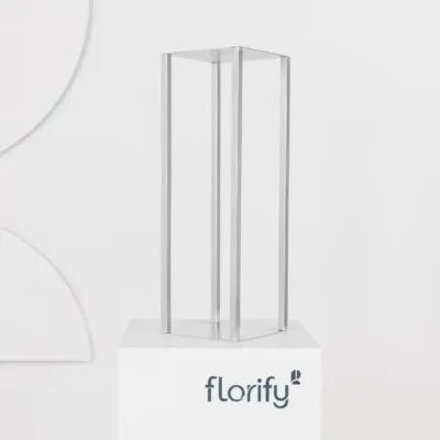 Centrepiece Stand Metal Silver Square