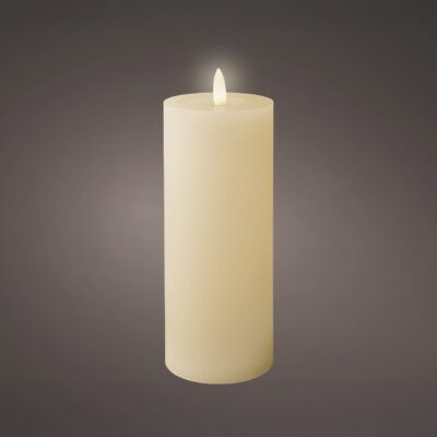 LED Wick Pillar Wax Candle CREAM 19x7cm