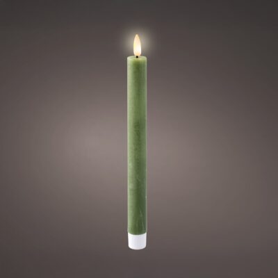 LED Wick Dinner Wax Candles GREEN 24.5x2cm (pack of 2)