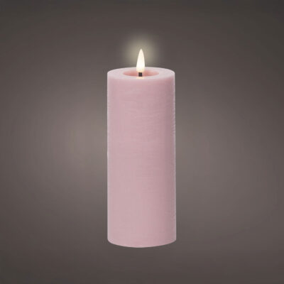 LED Wick Pillar Wax Candle PINK 19x7cm