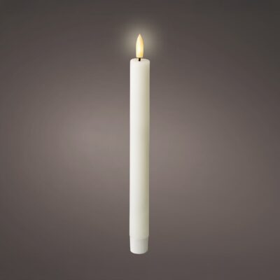 LED Wick Dinner Wax Candles WHITE 24.5x2cm (pack of 2)