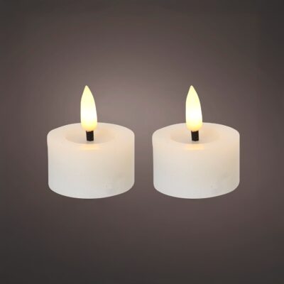 LED Wick Tealight Wax Candles WHITE 4x5cm (pack of 2)