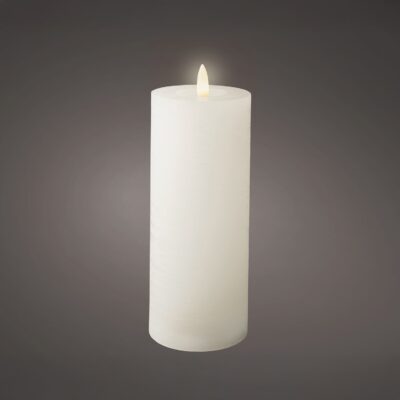 LED Wick Pillar  Wax Candle WHITE 19x7cm
