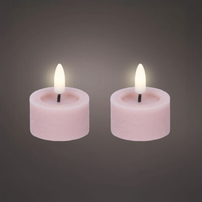 LED Wick Tealight Wax Candles PINK 4x5cm (pack of 2)